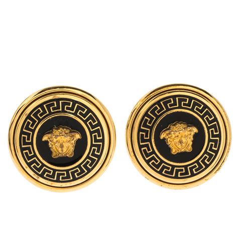 versace earrings black|versace enamel earrings.